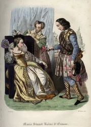 Maria, Königin von Schottland (Maria I. von Schottland) (1542-1587). Gravur von 1842 in „Histoire des papes“ von Maurice Lachatre. Private Sammlung