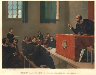 Melchior Cano oder Canus, großer dominikanischer Theologe, der 1546 Philosophie und Theologie an der Universität Salamanca lehrte. nach „La Ciencia y sus Hombres“ von Louis Figuier. Barcelona 1881