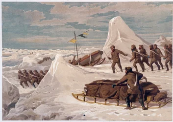 Männer und Schlitten - in „The shores of the polar sea, an Arctic expedition narration“