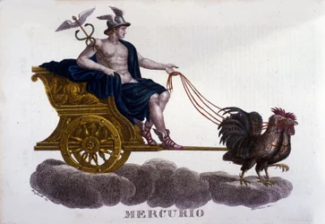 Merkur. Gravur des 19. Jahrhunderts.