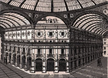 Mailand, Italien: Blick auf die Galleria Vittorio Emanuele. in „Die Welt illustriert 168 Ansichten“. Undatiert (spätes 19. Jahrhundert)