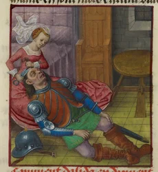 Miniatur von Delilah, die Samson die Haare schneidet, aus 