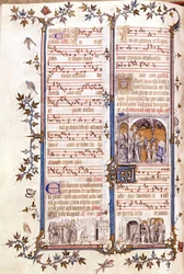 Missale von Saint Denis, um 1350. Miniatur, die Clotaire und Dagobert darstellt.