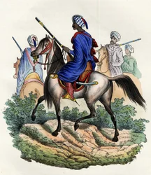 Maurische Gendarmen, die von der französischen Afrikaarmee mit dem Polizeidienst in Algier beauftragt wurden, 1831 aufgestellt und 1841 aufgelöst. In „Storia d