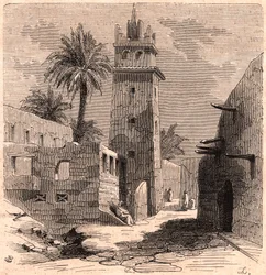 Moschee im alten Biskra (Biskra) in Algerien im Jahr 1866