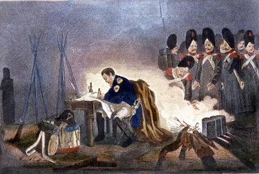 Napoleon I. in der Schlacht von Bautzen (Deutschland). 20.-21. Mai 1813. Gravur 19. Jahrhundert Mailand