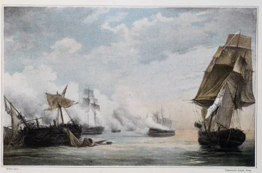 Seeschlacht zwischen dem französischen Schiff „Formidable“ und den englischen Schiffen „Cesar“, „Spencer“, „Venerable“ und der Fregatte „Thames“ vor Cadiz am 13. Juli