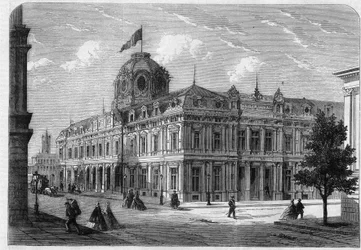 Neues Handelsgericht von Paris Quai de Corse (ehemaliger Quai Desaix) auf der Île de la Cité, gebaut nach den Plänen des Architekten Antoine Nicolas Louis Bailly (1810-1892) mit Zustimmung des Präfekten Georges Eugène Haussmann (Baron Haussmann)