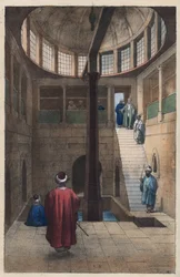 Nilometer (Der Nilometer - Messung des Pegels des Nils in Ägypten) Gravur aus „Usi e Costumi di Tutti i Popoli dell