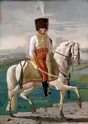 Offizier der Veliten zu Pferd, eines zu Ehren Kaiser Napoleons I. geschaffenen Militärkorps. Anfang des 19. Jahrhunderts. Museo Nazionale di San Martino, Neapel.