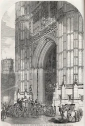 Eröffnung des neuen Parlaments - Ankunft Ihrer Majestät am Victoria Tower, House of Lords 1852