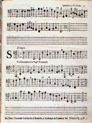 Seite der Partitur von Balletti, correnti alla francese opus 3 von Giovanni Battista Vitali
