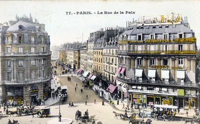 Paris: die Rue de la Paix - Postkarte, Ende des 19. Jahrhunderts