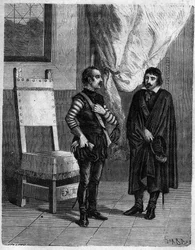 Pascal (Pasquale) Paoli mit James Boswell (1740-1795), schottischer Schriftsteller und Anwalt, Sohn von Lord Alexander Boswell. In „Pasquale Paoli ossia la rotta di Pontenuovo“ von F.D. Guerrazzi. 1872.