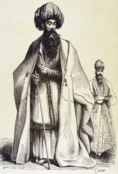 Persien (19. Jh.). Mollach und Zeremonienmeister. Gravur. Private Sammlung