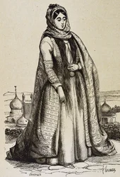 Persien (19. Jh.). Gesellschaft. Persische Frau. Gravur. Private Sammlung
