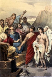 Phryne vor den Richtern von Athen
