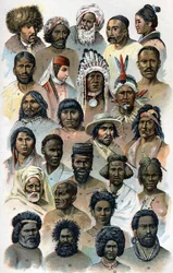 Physiognomie und Kopfform fremder Menschenrassen. In „Die neue Naturmedizin“ von F.E. Bilz, 1898