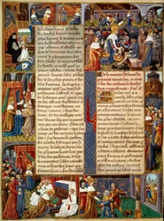 Pietätszene: König Ludwig IX. (1214-1270) (Saint Louis) wäscht den Armen die Füße, der König betet und Szenen christlicher Nächstenliebe des Königs