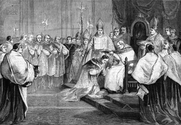 Papst Pius IX. überreicht dem Prinzen Lucien Bonaparte 1868 den Kardinalshut