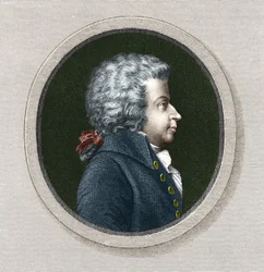 Porträt von Wolfgang Amadeus Mozart (1756-1791) - Gravur 19. Jahrhundert