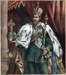 Ganzkörperporträt von Alexander III. (1845-1895), Kaiser von Russland. Gravur von 1892.