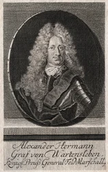 Porträt von Alexander Hermann Graf von Wartensleben (1650-1734), Offizier in den Armeen verschiedener deutscher Staaten - Gravur