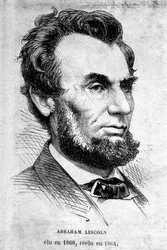 Porträt des amerikanischen Präsidenten Abraham Lincoln (1809 - 1865).