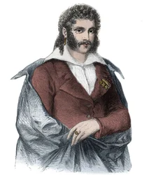 Porträt von Bartolomeo Graf Bergami, italienischer Liebhaber von Caroline, der Frau von König Georg IV. von Großbritannien - Kupferstich