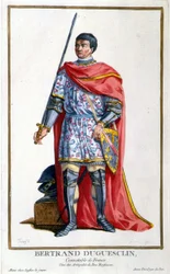 Porträt von Bertrand Duguesclin. Gravur des 19. Jahrhunderts