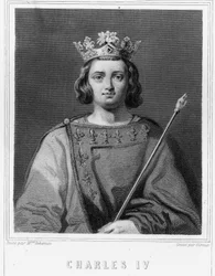 Porträt von Karl IV. der Schöne (1294 - 1328), König von Frankreich - in „Histoire des Français“ von Lavallée, Gravur, sd.