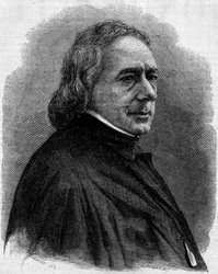 Porträt von Charles Philipon (1800-1862), französischer Karikaturist, Lithograf und Journalist, Gründer der satirischen Zeitungen „La Caricature“ und „Le Charivari“. Gravur in „Le Monde Illustré“ Nr. 251 vom 1. Februar 1862.