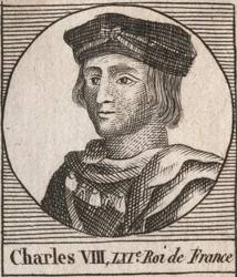 Porträt von Karl VIII. (1470-1498) französischer König der Valois-Dynastie - Karl VIII. (1470-98) König von Frankreich - Gravur aus „Instruction sur l