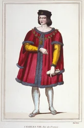 Porträt von Karl VIII. (1470 - 1498), König von Frankreich, Gravur von 1830