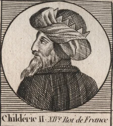 Porträt von Childerich II., König der Franken von 670 bis 673 - Gravur aus 