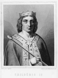 Porträt von Childerich II. (ca. 653-675), König von Austrasien - in „Geschichte der Franzosen“ von Lavallée, Gravur, undatiert