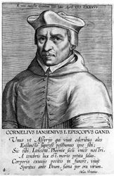 Porträt von Cornelius Jansen, genannt Jansenius (1585-1638), Gründer des Jansenismus. Gravur aus dem 17. Jahrhundert.