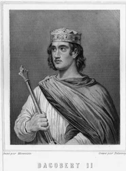 Porträt von Dagobert II. (?-?), König von Austrasien - in „Geschichte der Franzosen“ von Lavallée, Gravur, undatiert