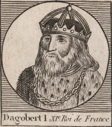 Porträt von Dagobert, König der Franken von 628 bis 638 - Gravur aus 