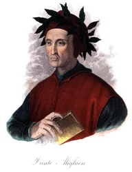 Porträt von Dante (1265-1321), italienischer Dichter, Gravur des 19. Jahrhunderts