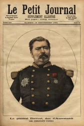Porträt von General Leopold Davout, Herzog von Auerstaedt (1829-1904), Stabschef der französischen Armee, der an der Katastrophe des Deutsch-Französischen Krieges (1870) von Napoleon III. (1808-1873) teilnahm. Gravur in „Le petit journal“ 17/09/1891. Selva