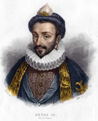 Porträt von Heinrich III. (1551 - 1589), König von Frankreich. Gravur 19. Jahrhundert