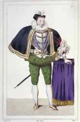 Porträt von Heinrich III. (1551 - 1589), König von Frankreich (Gravur 1830)
