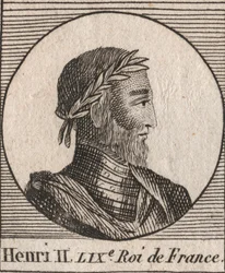 Porträt von Heinrich II. (1519-1559) König von Frankreich - Gravur aus „Instruction sur l