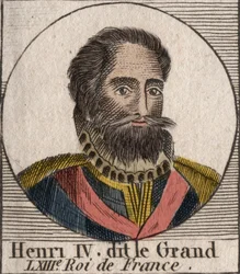 Porträt von Heinrich IV. (1553-1610), König von Frankreich - Gravur aus „Anleitung zur Geschichte Frankreichs“ von Charles Constant Le Tellier 1821
