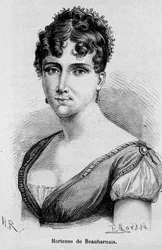 Porträt von Hortense Eugenie Cecile de Beauharnais, Königin von Holland (1783-1837), Tochter von Josephine de Beauharnais und Viscount Alexandre de Beauharnais - in „L