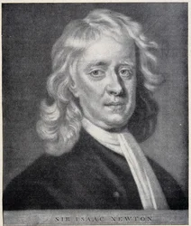 Porträt von Isaac Newton, nah am Original, das im Berliner Observatorium aufbewahrt wird