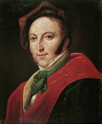 Porträt des italienischen Komponisten Gioacchino Rossini (Öl auf Leinwand)