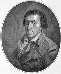 Porträt von Jacques Pierre Brissot, genannt Brissot de Warville (1754-1793), französischer Journalist und Politiker. Er gründete die Gesellschaft der Freunde der Schwarzen und unterstützte die Abschaffung der Sklaverei. Stich aus dem 19. Jahrhundert.
