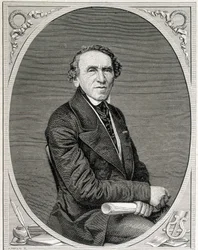 Porträt von Jakob Liebmann Beer, bekannt als Giacomo Meyerbeer (1791 - 1864), deutscher Komponist. Gravur 19. Jahrhundert